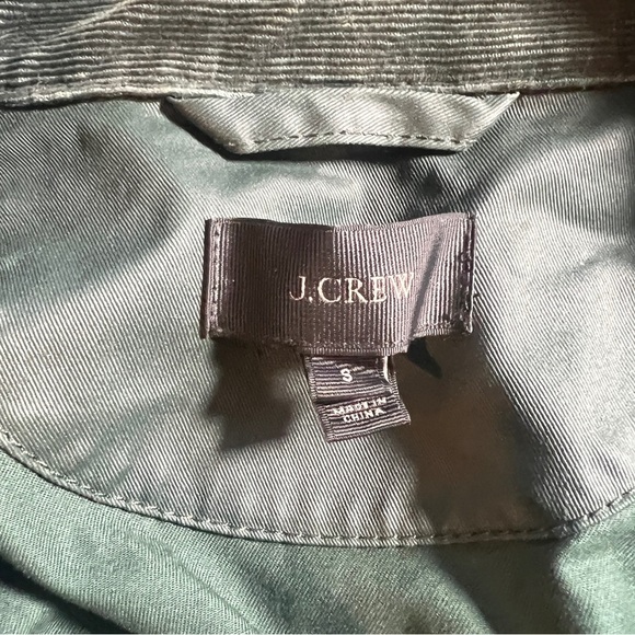 J Crew Downtown Long Utility Waxed Field Jacket w/ Hood in Green Corduroy, Small - Picture 7 of 10